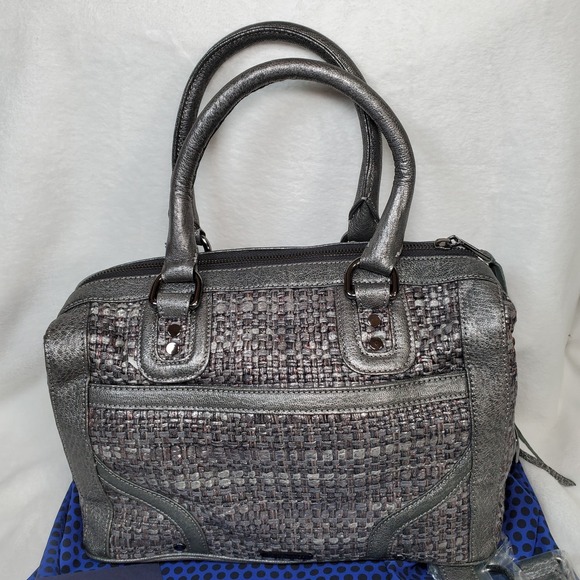 Rebecca MInkoff Gunmetal Silver Weave MAB Bombe MIni Satchel $495 MSRP NWT - Picture 4 of 9